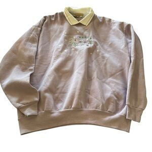 Purple and White Retro Sweatshirt with Ribbed Cuffs